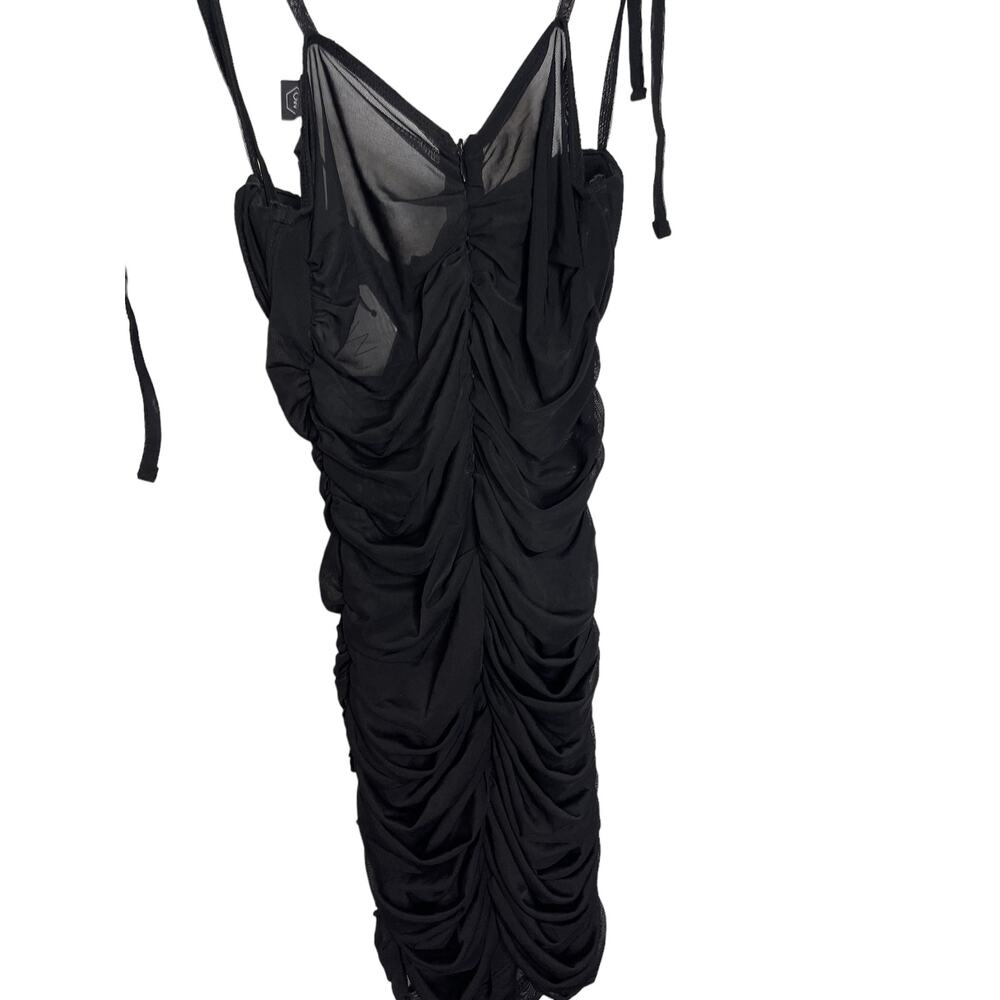 OW Collection Casandra Bustier Mini Dress Ruched Mesh Party Cocktail Hoco LBD S - Picture 12 of 13